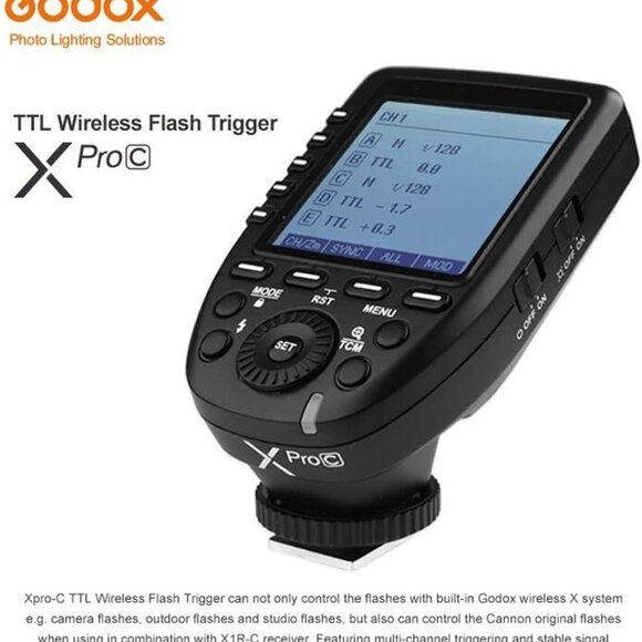 Godox XPro-C TTL Wireless Flash Trigger Transmitter 2.4G X System HSS 1/8000s Fo - Picture 2 of 10
